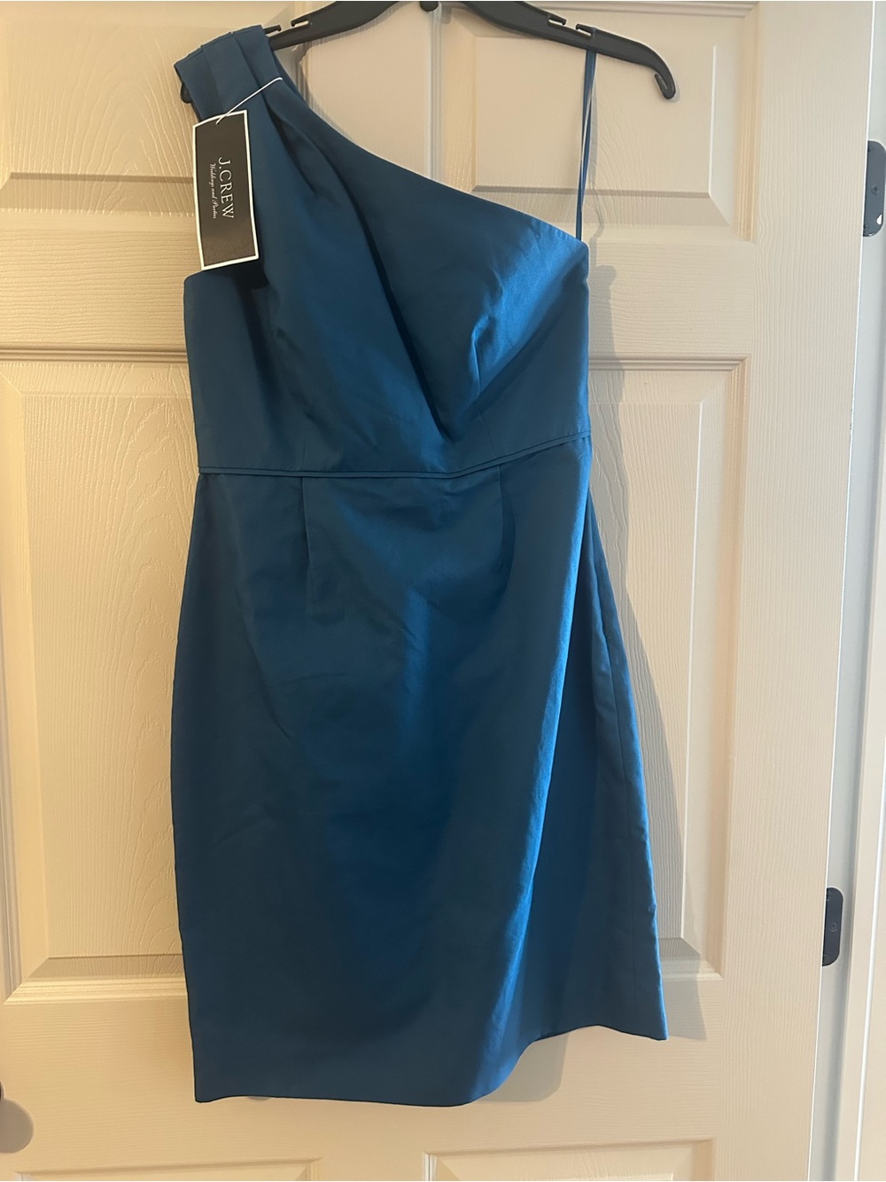 J. Crew One-Shoulder Teal Blue Satin Like Cocktail Dress